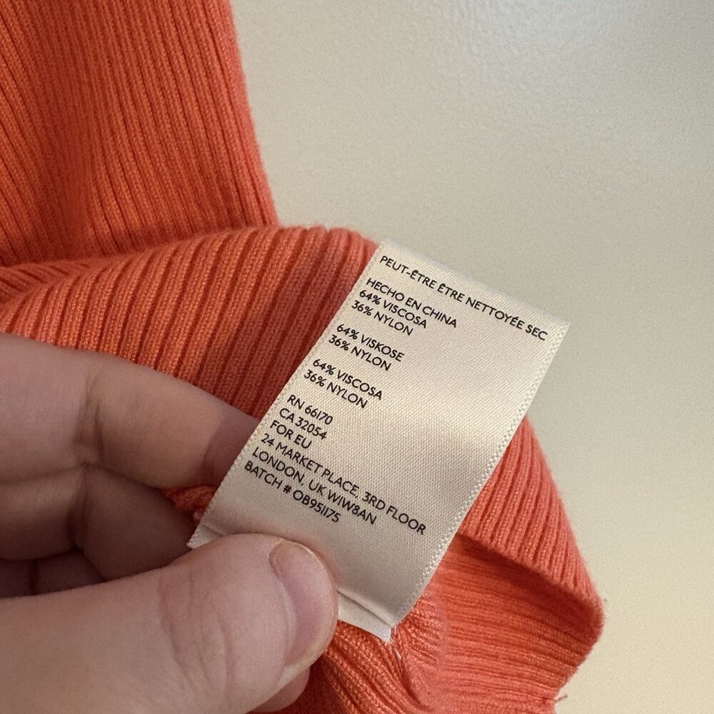 Anthropologie Women XS Coral Ribbed Classic Minuet Off The Shoulder Knit Top - Picture 9 of 10